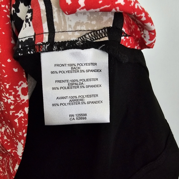 Ellen Tracy Abstract Print Blouse Red and Black Size Large - Picture 4 of 7
